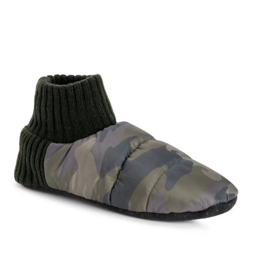 MUK LUKS Unisex Quilted Slipper Booties - Green, S/M (8-10) NWT